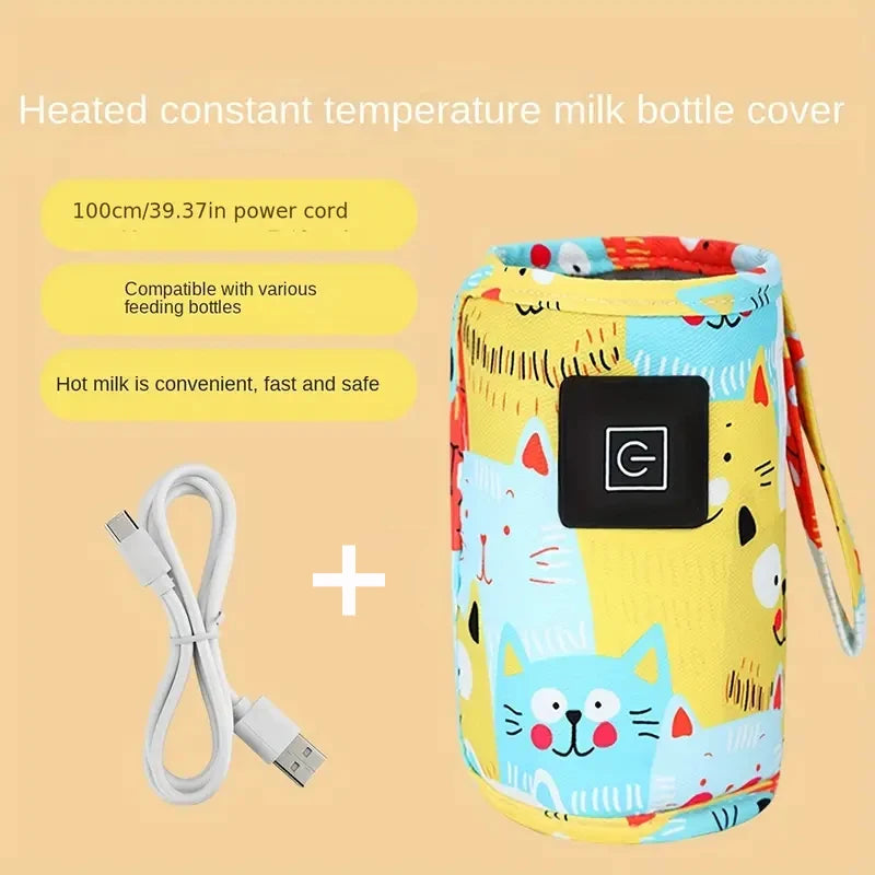 USB Baby Bottle Warmer – Portable PU Feeding Heater for Stroller & Travel Use