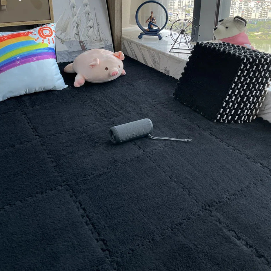 30x30cm Soft Plush Kids Puzzle Play Mat – Interlocking Warm Carpet Tiles for Home & Nursery Use