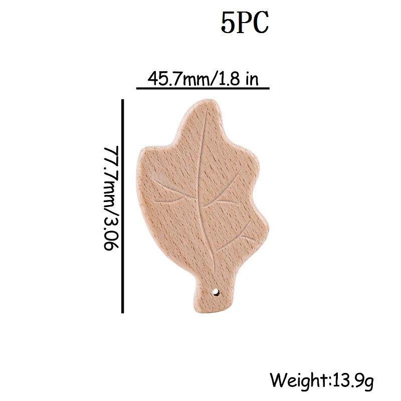 Model PMZ0044 – 5PCS Wooden Baby Teether Set | Beech Rodent & Animal Pendants for DIY Gifts