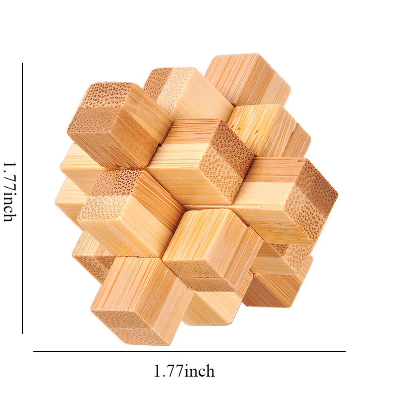 Wooden Kong Ming Lock Lu Ban Puzzle Toy for Kids & Adults – Brain Teaser 3D Montessori Game