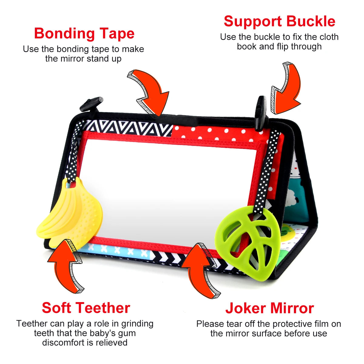 Colorful Baby Floor Mirror Montessori Sensory Toy for Crawling Development 6-24 Months