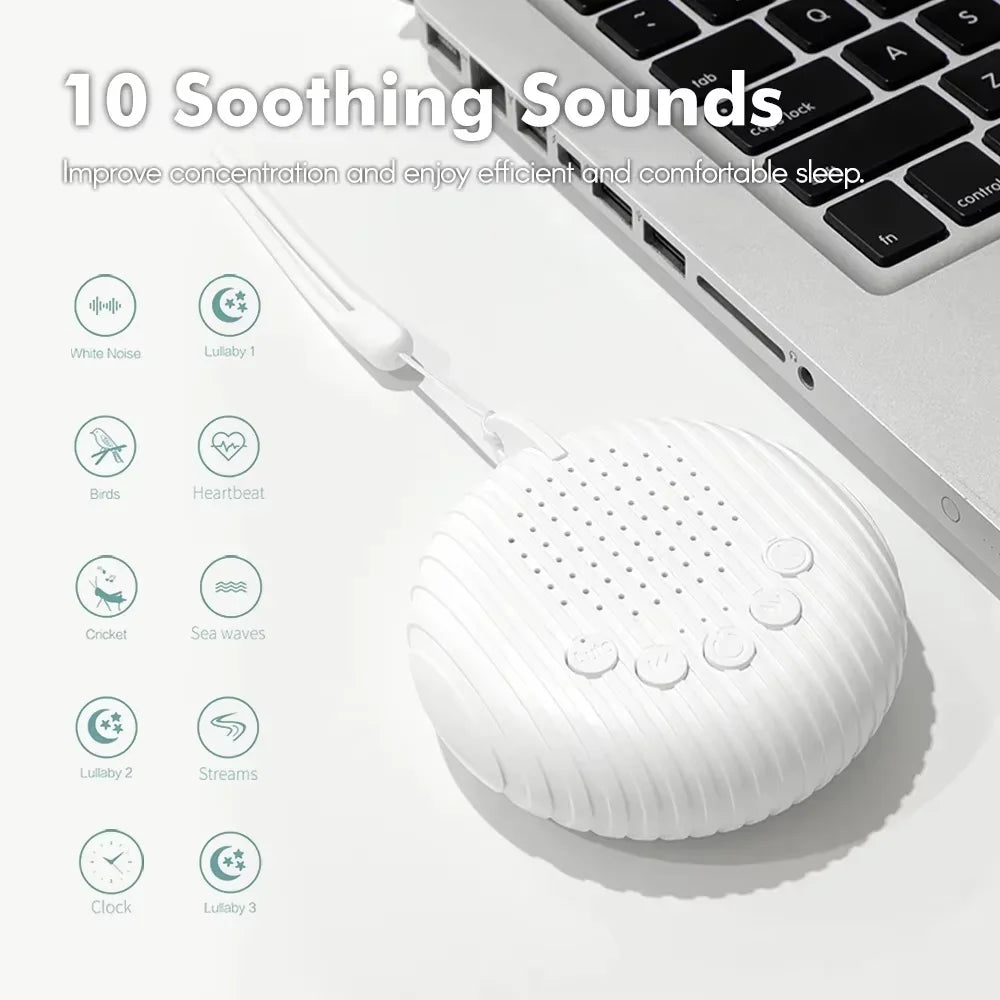 Portable Baby White Noise Machine – 10 Soothing Sounds with Rechargeable Battery