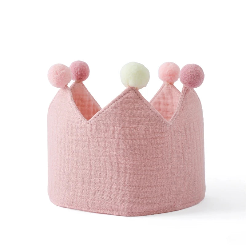 Baby Birthday Crown Hat – Cotton Headband for Kids Aged 0–9 Years