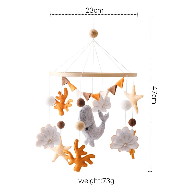 Baby Wooden Crib Mobile with Cartoon Rabbit Rattles | Bed Bell Toy & Arm Bracket for Newborns