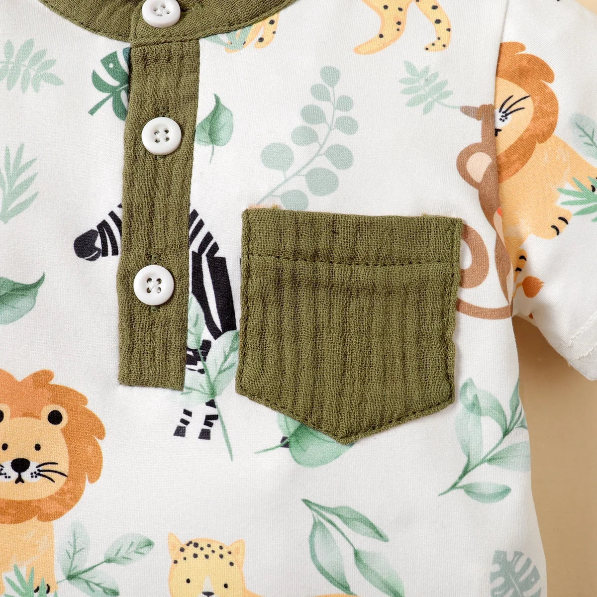 2PCS Baby Boy Gentleman Outfit with Animal Print Shirt and Shorts 3–24 Months