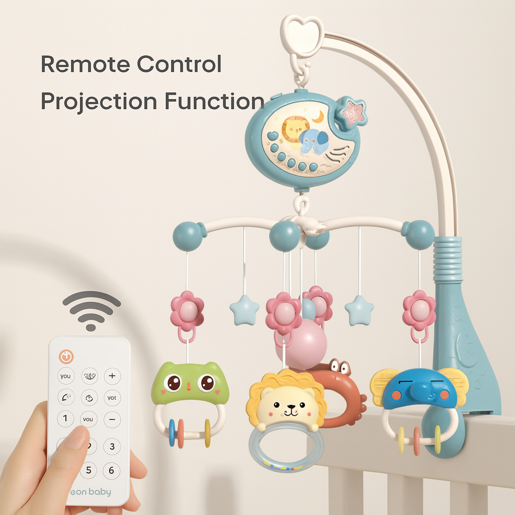 Musical Baby Crib Mobile – Light Projection & Remote-Control Toy for Newborns