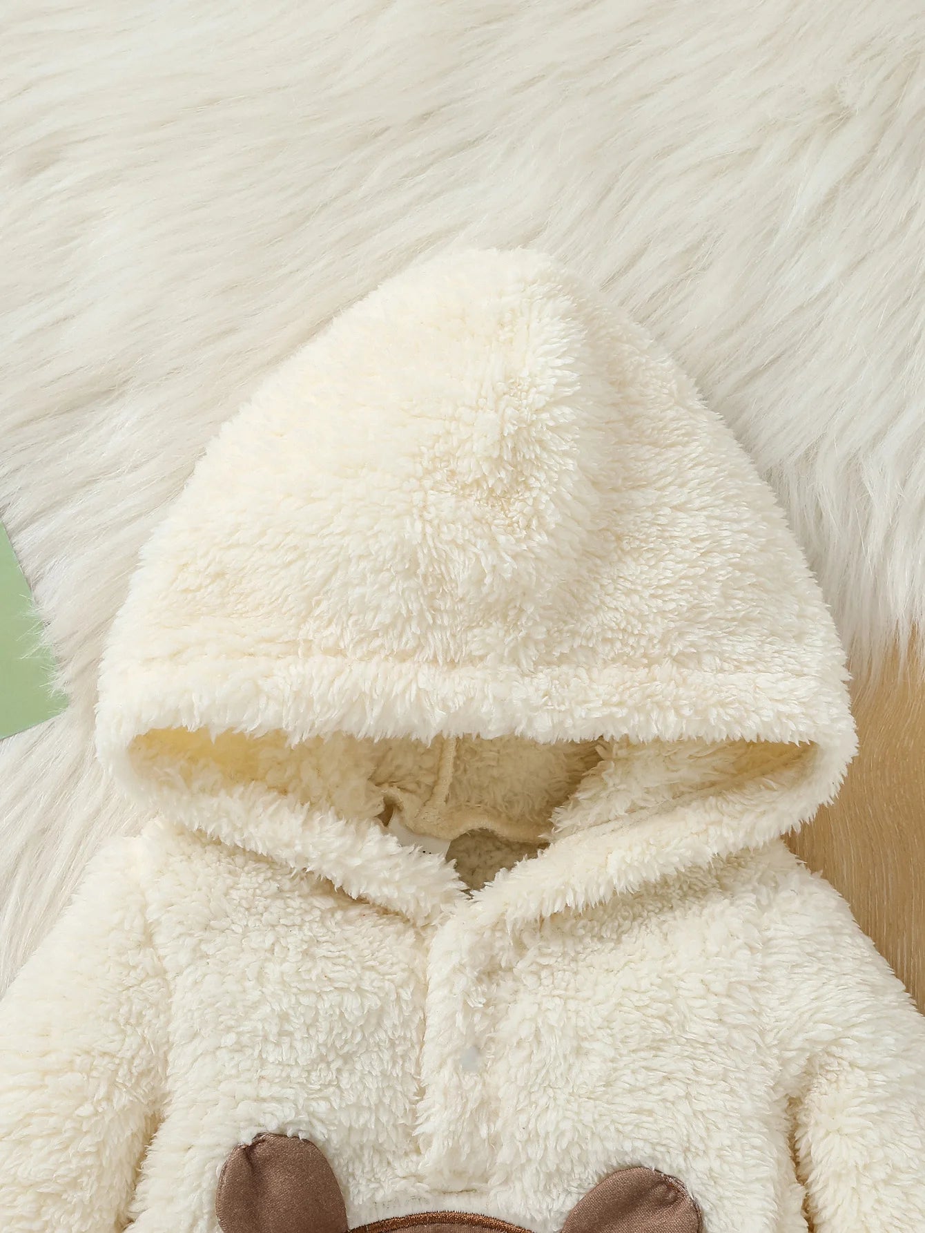 Baby Boy Winter Plush Hooded Coat & Striped Pants Set – 2PC Outfit for Newborn to 6M