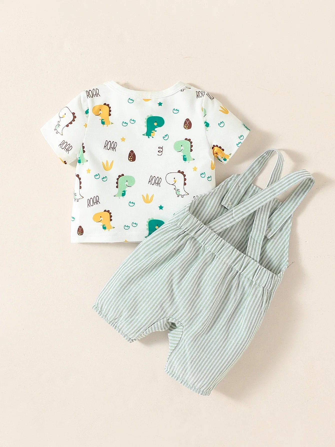 2PCS Baby Boys Cartoon Suspenders Outfit – Short Sleeve Summer Set for Newborn to 6 Months