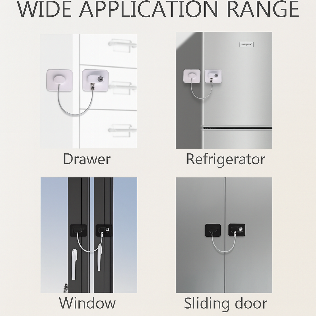 Child Safety Lock – Metal Cable Lock for Windows, Fridge & Cabinets