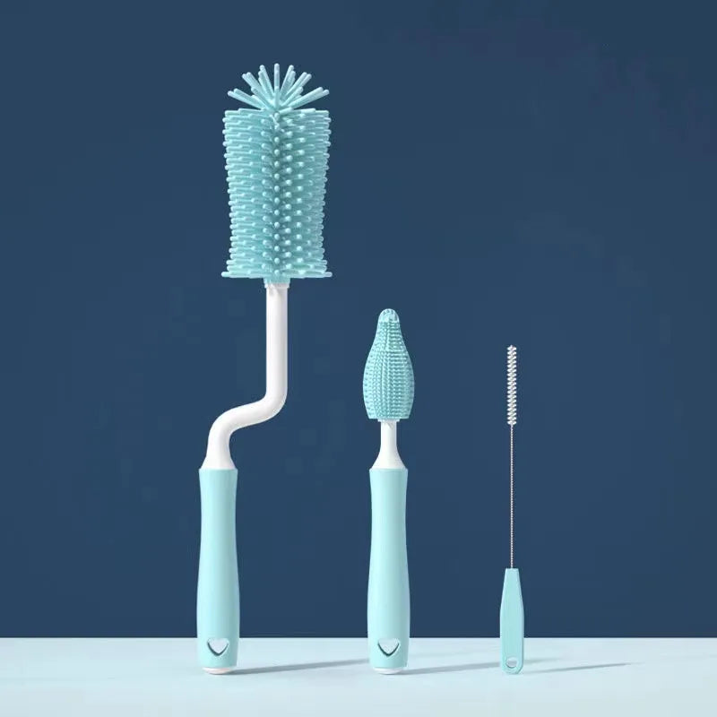 360° Silicone Bottle Cleaning Brush Set for Baby Bottles, Straws & Pacifiers – Eco-Friendly Tools