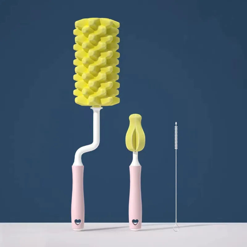360° Silicone Bottle Cleaning Brush Set for Baby Bottles, Straws & Pacifiers – Eco-Friendly Tools