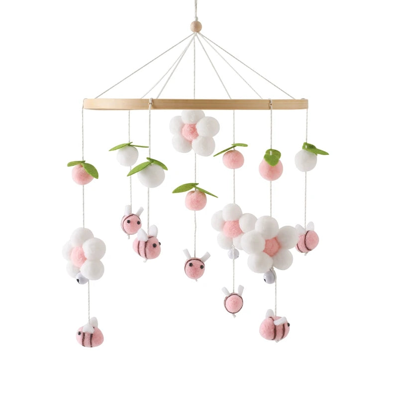 Wooden Crochet Star Baby Crib Mobile – Bed Bell Rattle Toy for Newborn Comfort and Sleep