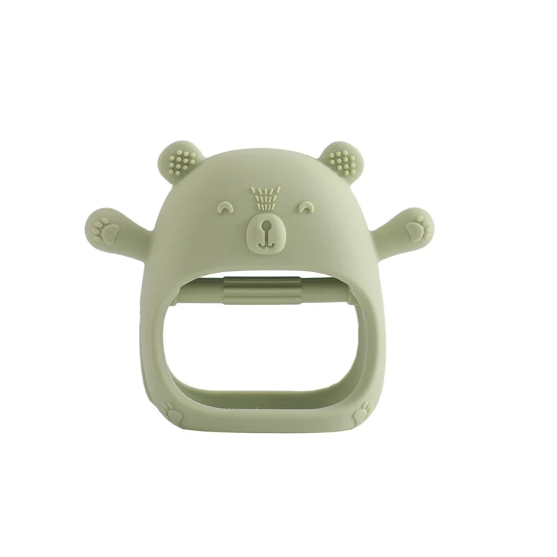Baby Teether Glove Cartoon Bear | BPA-Free Silicone Molar Mitt for Teething Relief