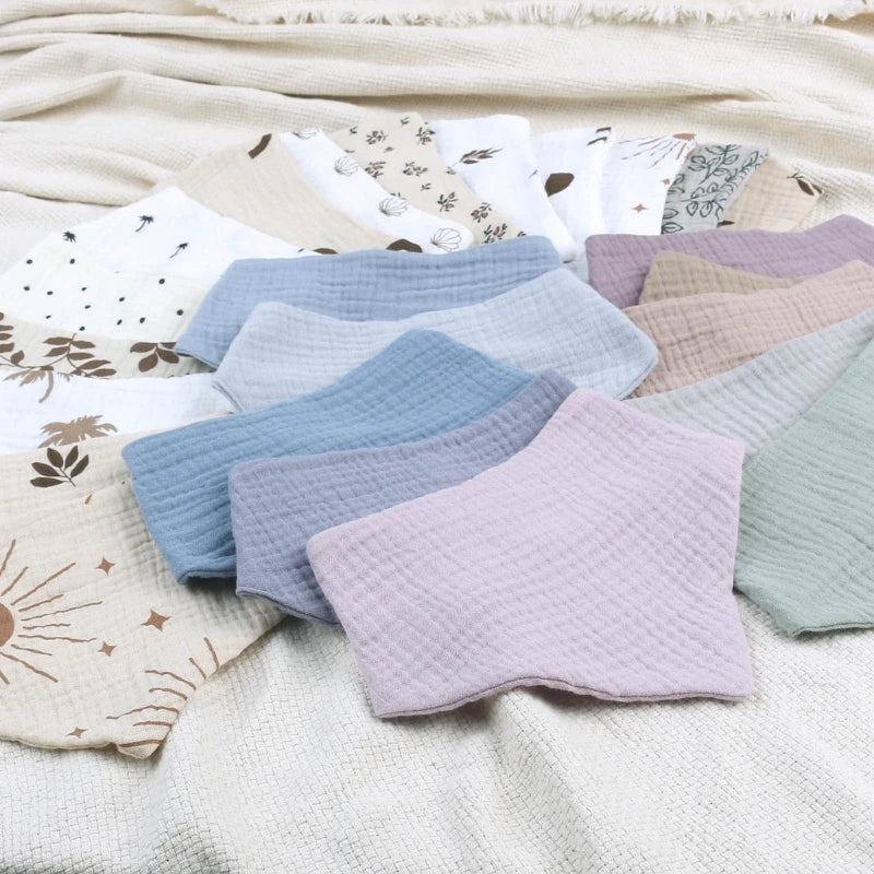 4PCS Soft Cotton Baby Bibs – Absorbent Muslin Snap Bib Set for Feeding, Drooling & Teething