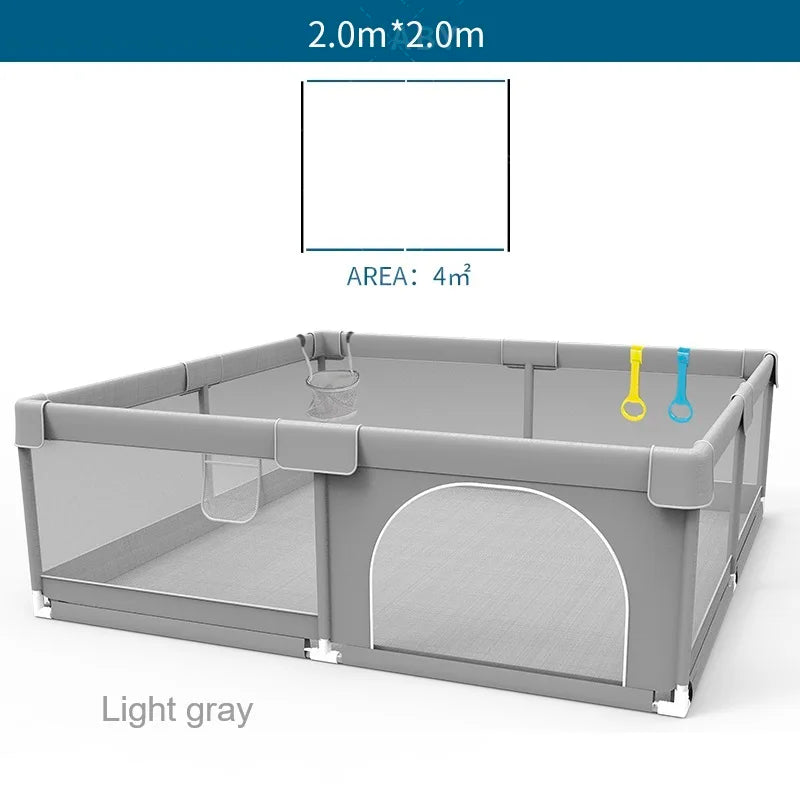 Baby Playpen – Safe Indoor Playground with Pull Rings and Soft Fabric Fence