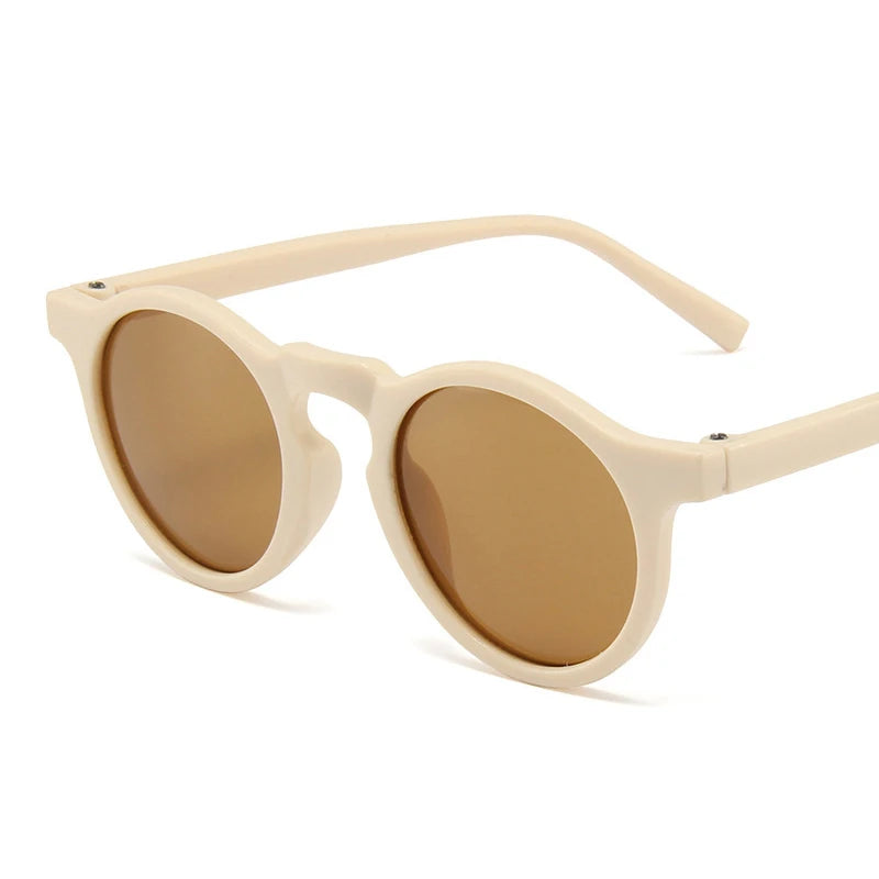 Children’s Vintage Round UV400 Sunglasses – Frosted Acrylic Sun Protection