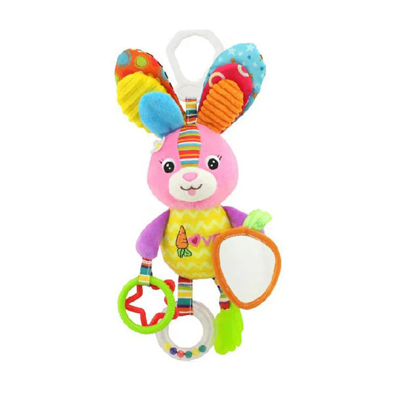 Soft Animal Handbells Rattle – Giraffe & Zebra Plush Toy with Teether for Infants