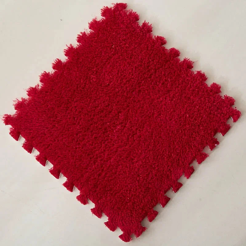 30x30cm Soft Plush Kids Puzzle Play Mat – Interlocking Warm Carpet Tiles for Home & Nursery Use