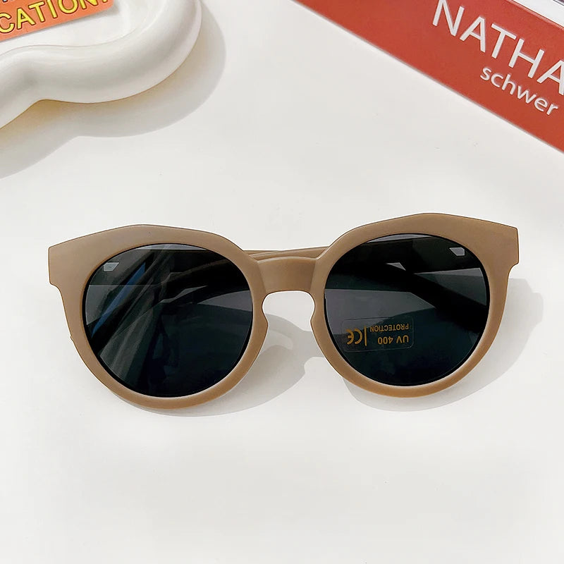 Children’s Vintage Round UV400 Sunglasses – Frosted Acrylic Sun Protection