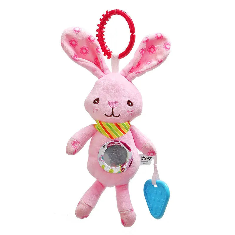 Hanging Sensory Rattle Toy – Plush Animal Teether for Cribs, Strollers & Car Seats