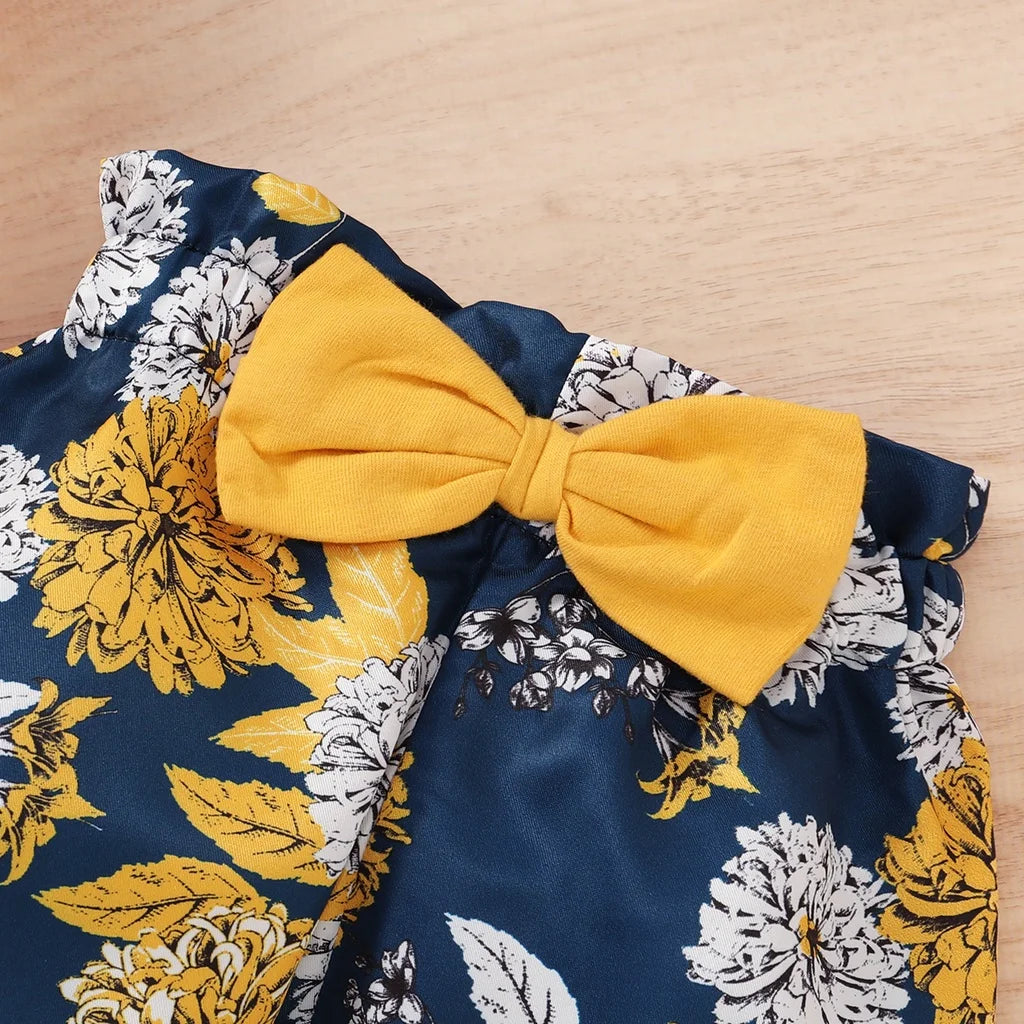 3PCS Baby Girl Summer Outfit – Floral Pants, Bodysuit & Headband Set for 0–18 Months