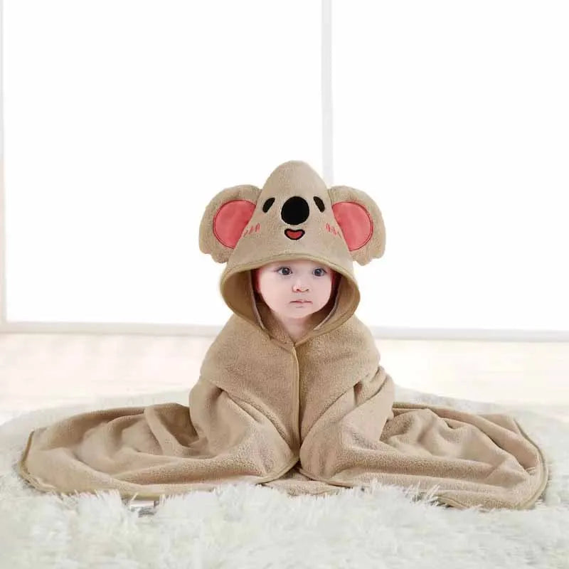 Hooded Baby Bath Towel – Soft Coral Velvet Swaddle Wrap for Newborns