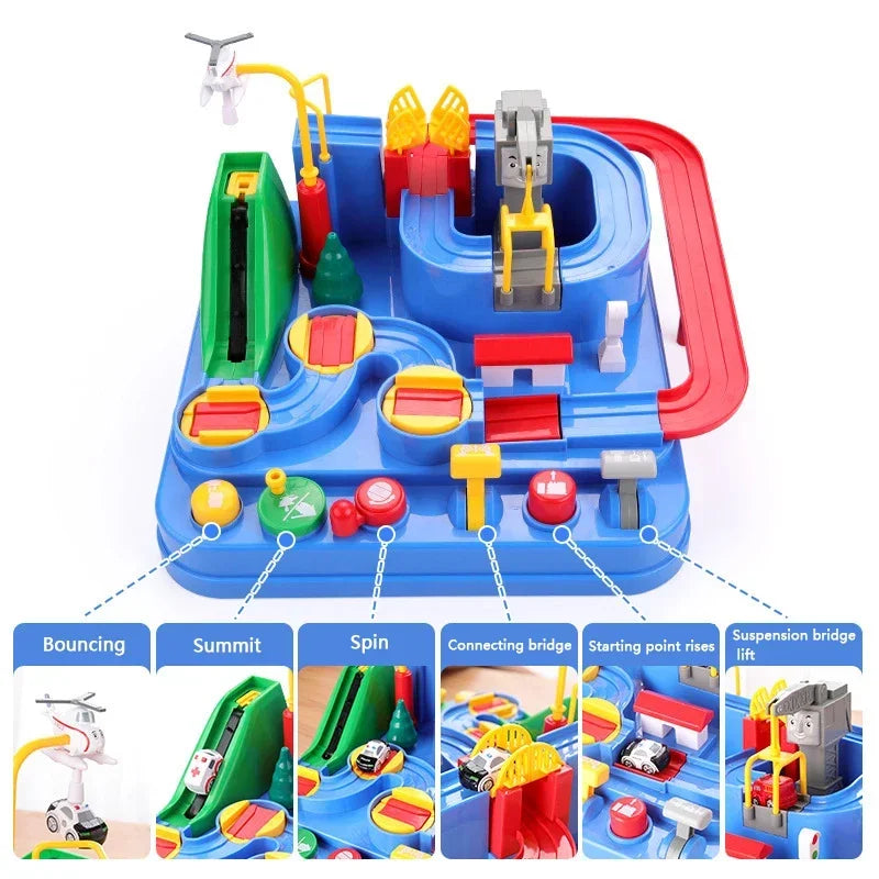 Track Car Adventure Game Toy – Interactive Rail Racing Educational Set for Kids 2–12Y