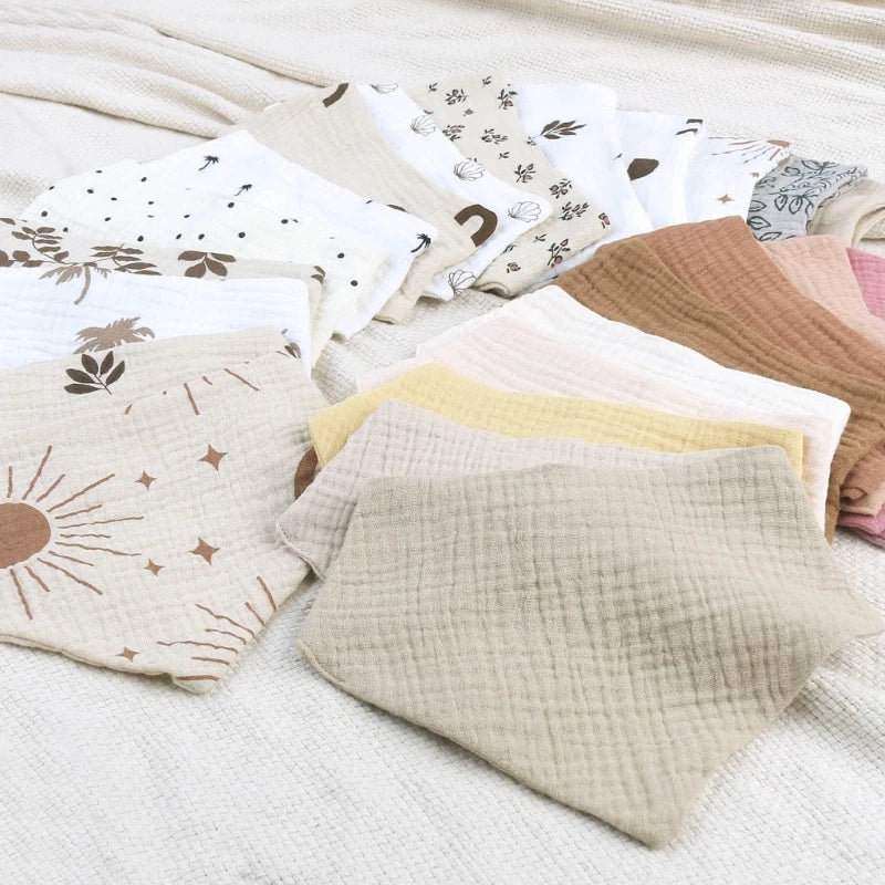 4PCS Soft Cotton Baby Bibs – Absorbent Muslin Snap Bib Set for Feeding, Drooling & Teething