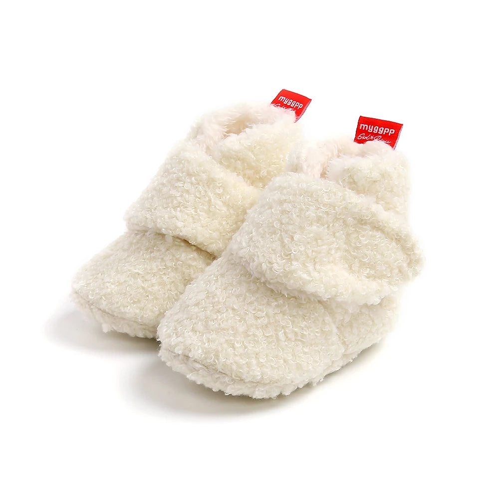 Infant Cozy Fleece Booties – Winter Stay-On Non-Slip Crib Shoes for Baby Boys & Girls