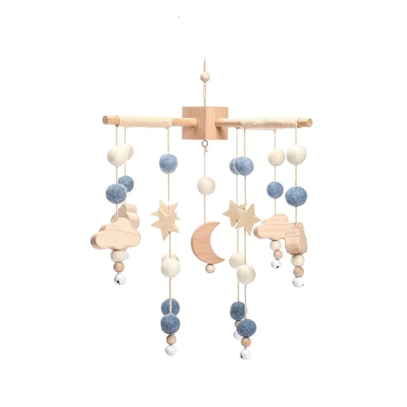 Wooden Crochet Star Baby Crib Mobile – Bed Bell Rattle Toy for Newborn Comfort and Sleep