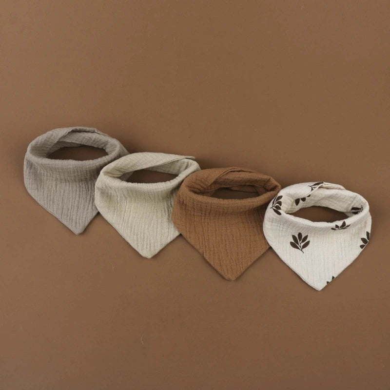4PCS Soft Cotton Baby Bibs – Absorbent Muslin Snap Bib Set for Feeding, Drooling & Teething