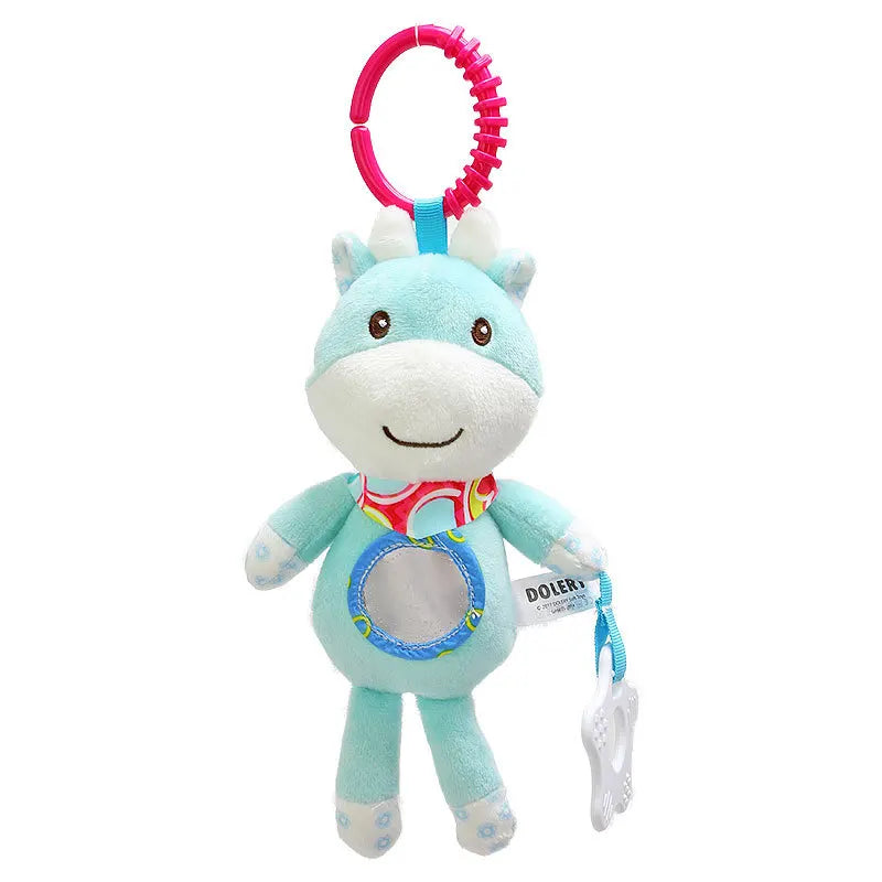 Soft Animal Handbells Rattle – Giraffe & Zebra Plush Toy with Teether for Infants