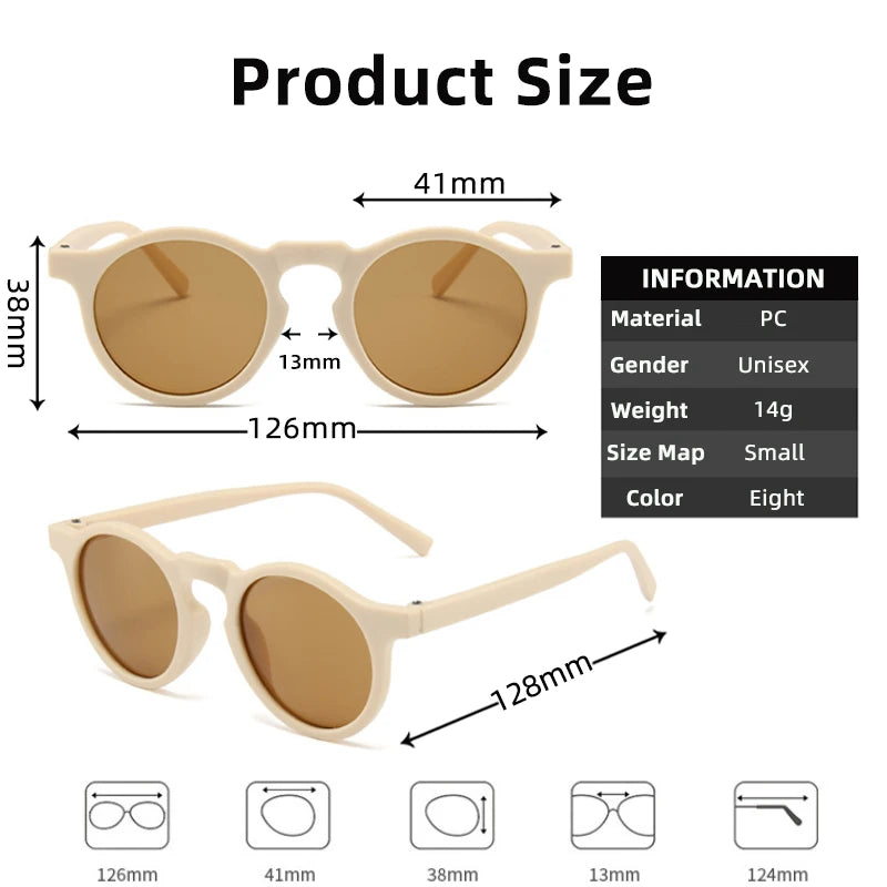 Children’s Vintage Round UV400 Sunglasses – Frosted Acrylic Sun Protection