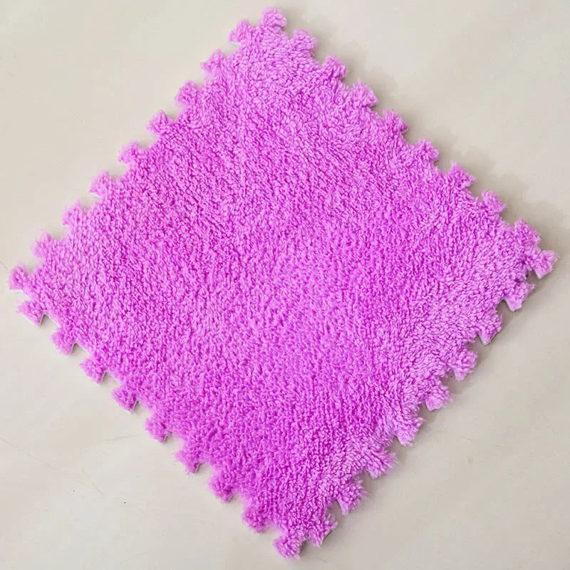30x30cm Soft Plush Kids Puzzle Play Mat – Interlocking Warm Carpet Tiles for Home & Nursery Use