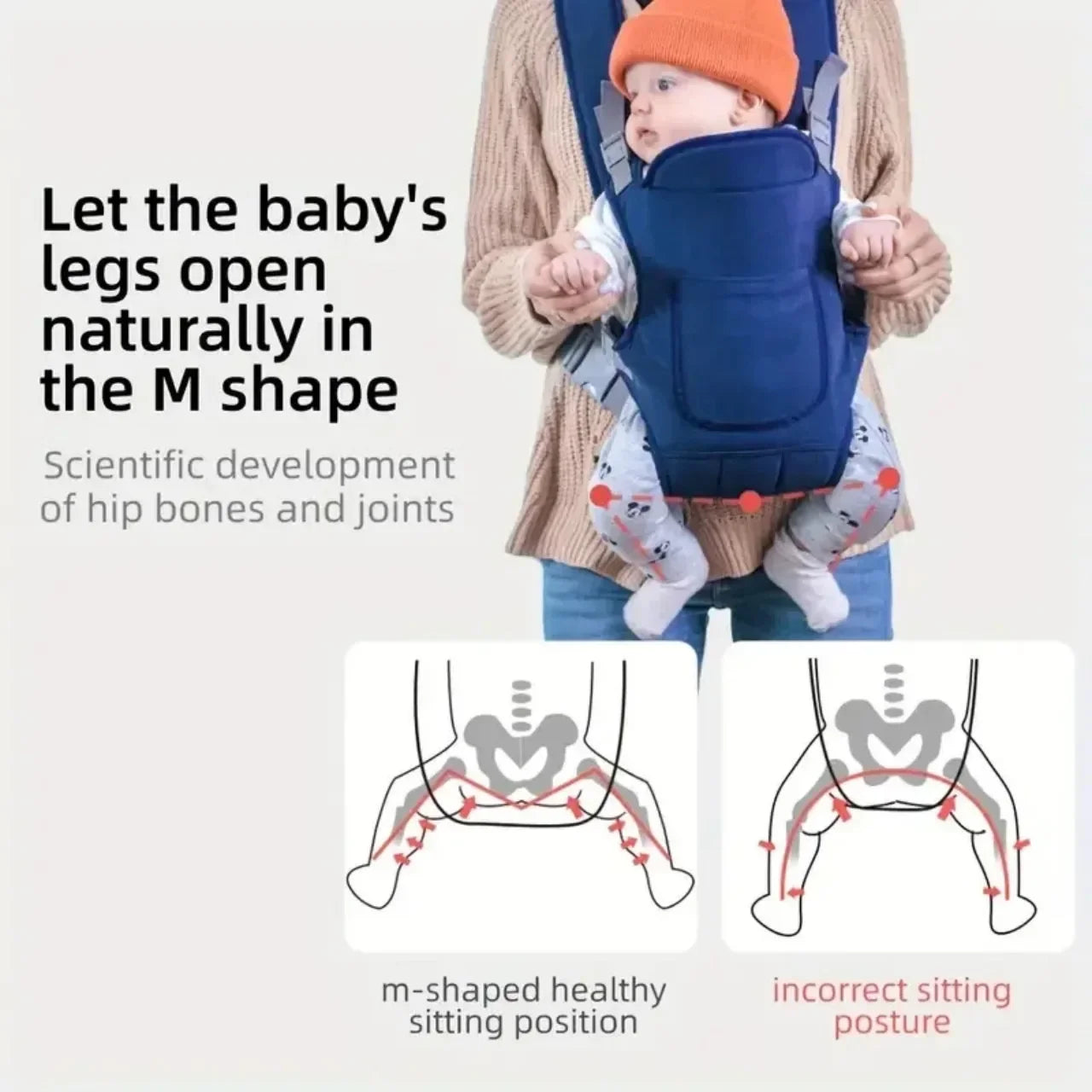 4-in-1 Ergonomic Baby Carrier – Breathable Sling with Hipseat and Waist Belt Support