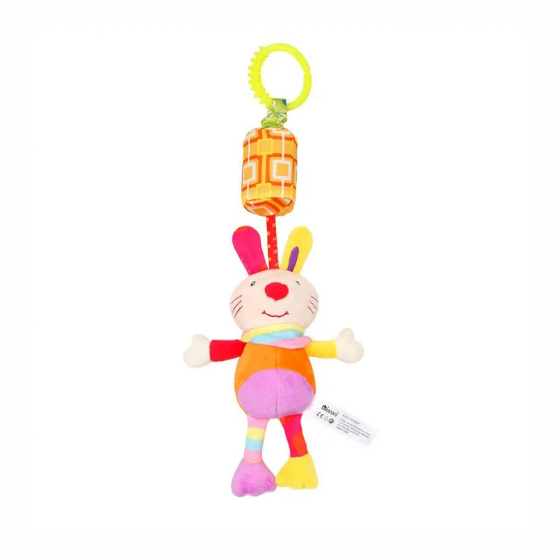 Hanging Sensory Rattle Toy – Plush Animal Teether for Cribs, Strollers & Car Seats