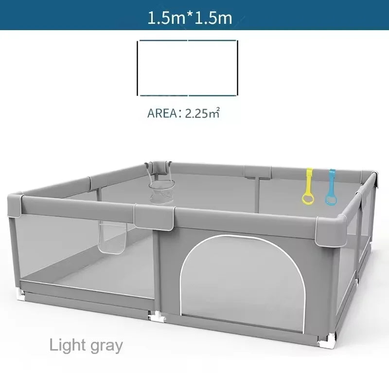 Baby Playpen – Safe Indoor Playground with Pull Rings and Soft Fabric Fence