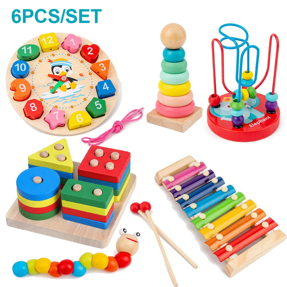 Montessori 3D Wooden Puzzle Toy – Educational Early Learning Game for Toddlers and Kids