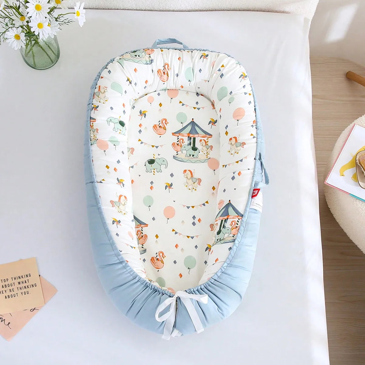 Portable Baby Nest for Co-Sleeping – Adjustable Cotton Newborn Lounger Bed Crib