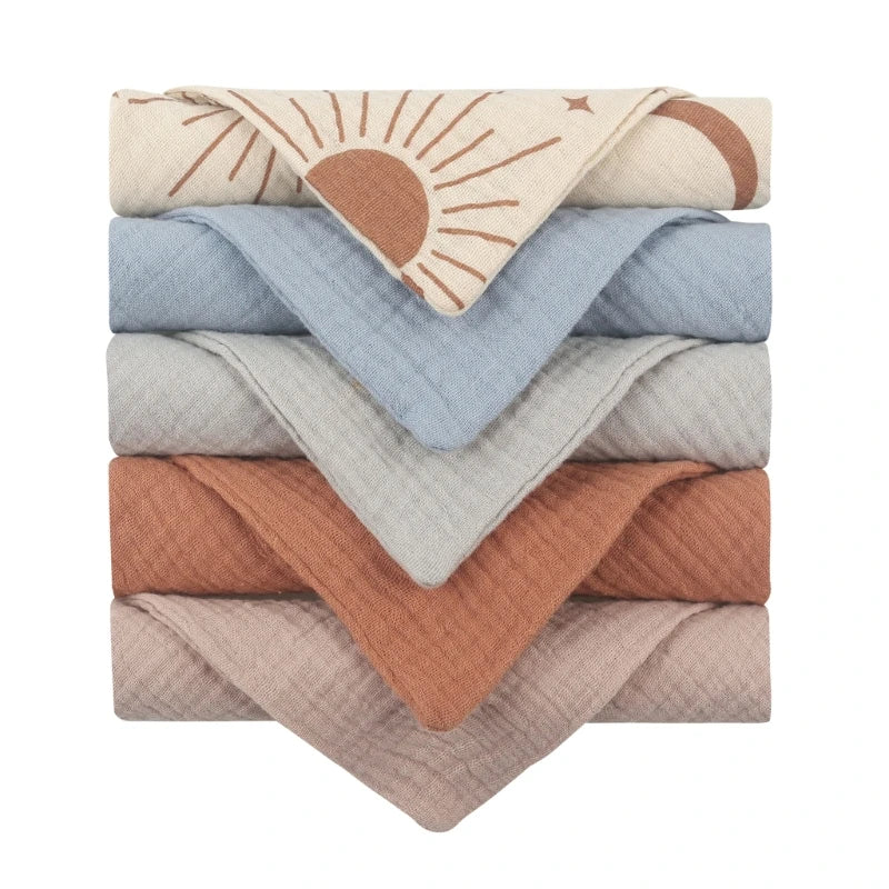 5PCS Soft Cotton Baby Washcloths Set – Absorbent Face Towels for Daily Baby Care