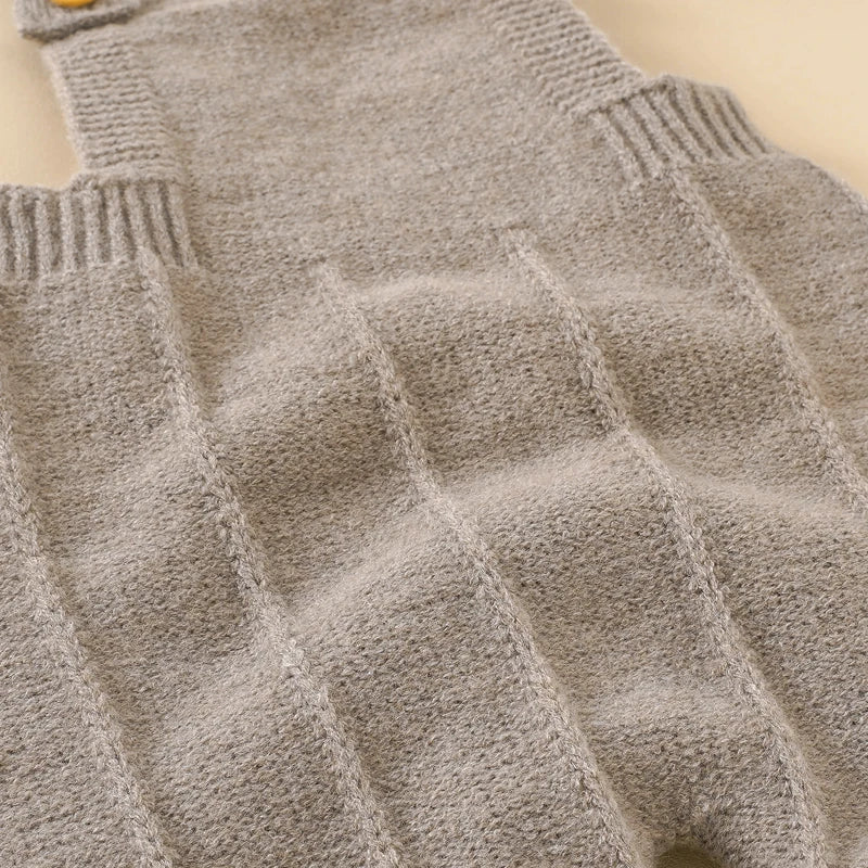 Knitted Baby Romper & Hat Set – Sleeveless Winter Jumpsuit for Boys & Girls
