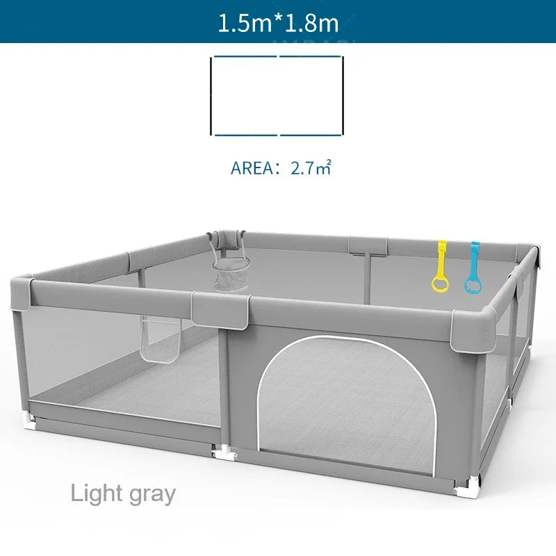 Baby Playpen – Safe Indoor Playground with Pull Rings and Soft Fabric Fence