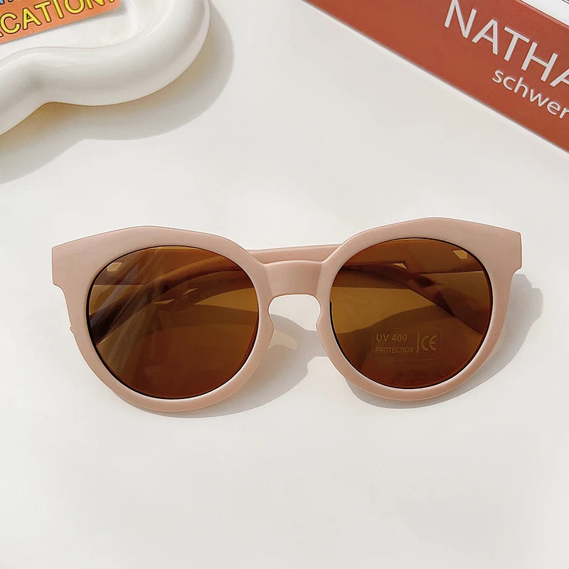 Children’s Vintage Round UV400 Sunglasses – Frosted Acrylic Sun Protection