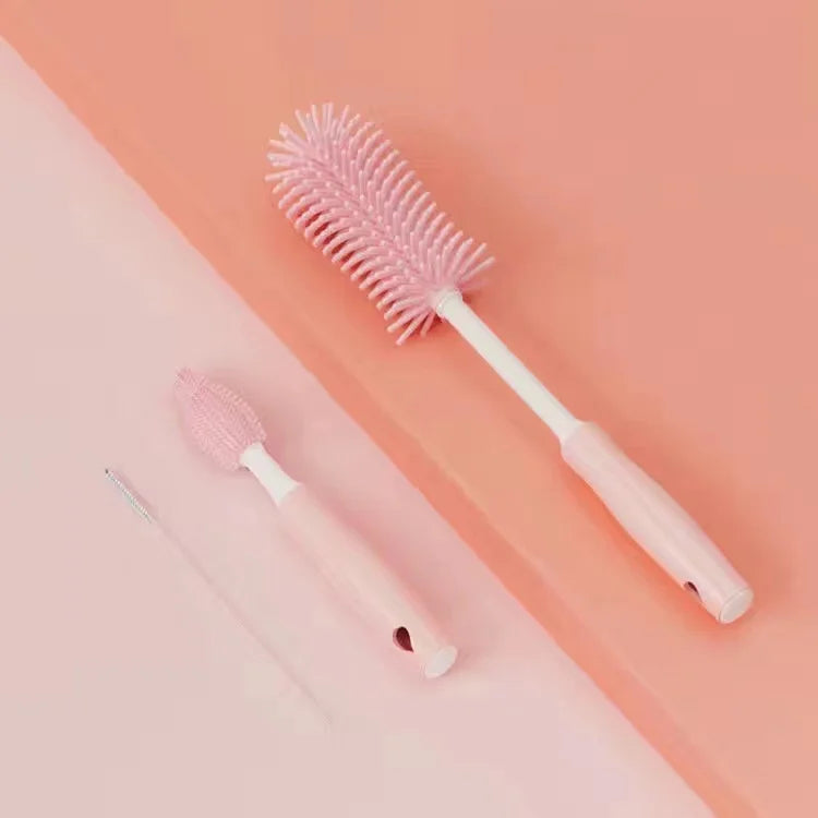 360° Silicone Bottle Cleaning Brush Set for Baby Bottles, Straws & Pacifiers – Eco-Friendly Tools