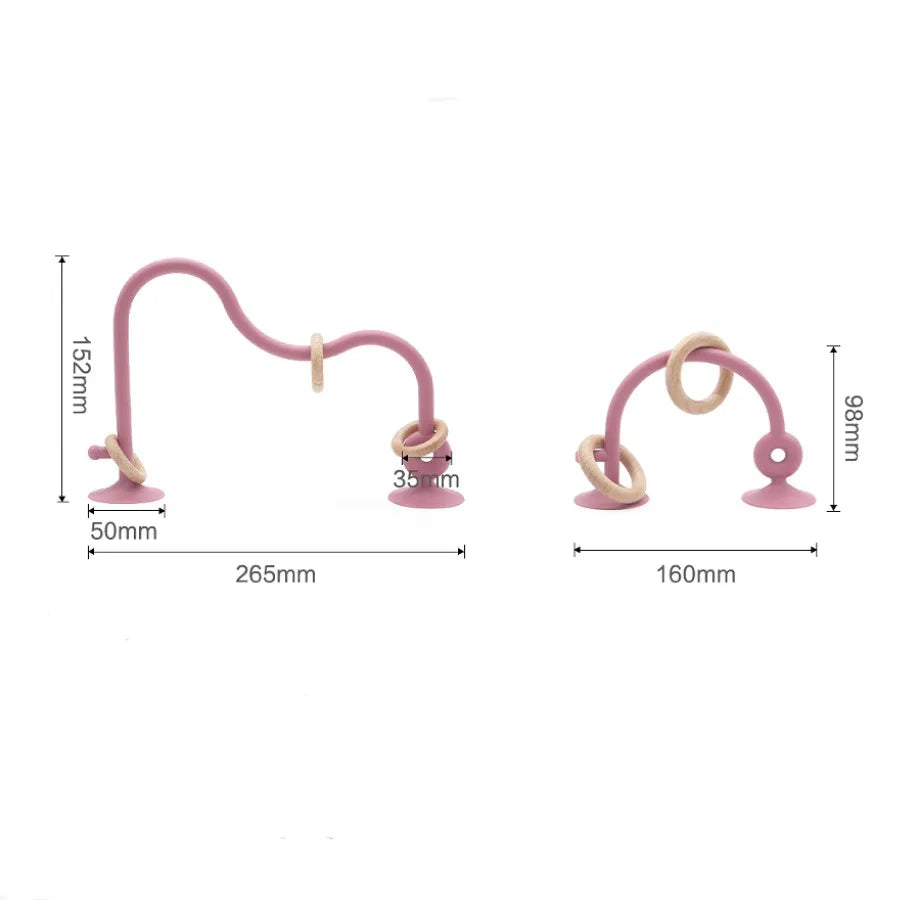 Soft Silicone & Wooden Ring Teether Toy for Babies – Safe Chewing & Newborn Photography Accessory