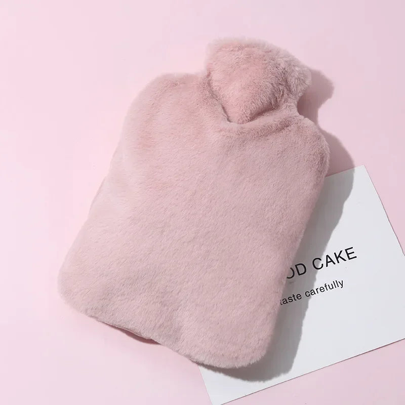 1L/2L Plush Hot Water Bottle with Foot and Belly Warmer Cover – Winter Heating Bag