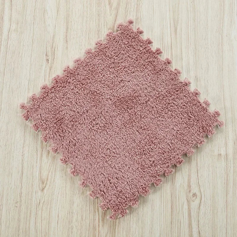 30x30cm Soft Plush Kids Puzzle Play Mat – Interlocking Warm Carpet Tiles for Home & Nursery Use