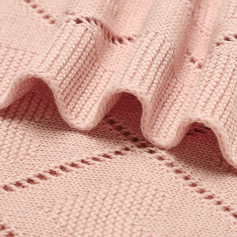 Baby Cotton Knit Blanket – Soft Swaddle Wrap for Stroller & Nursery, 90x70cm