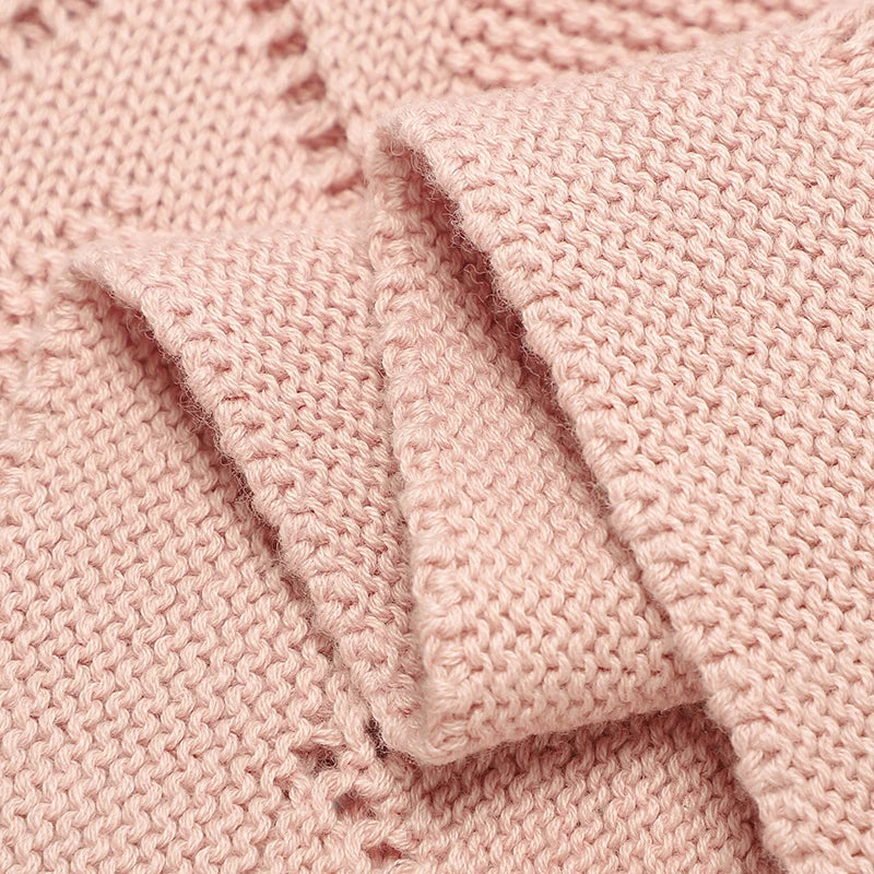 Baby Cotton Knit Blanket – Soft Swaddle Wrap for Stroller & Nursery, 90x70cm
