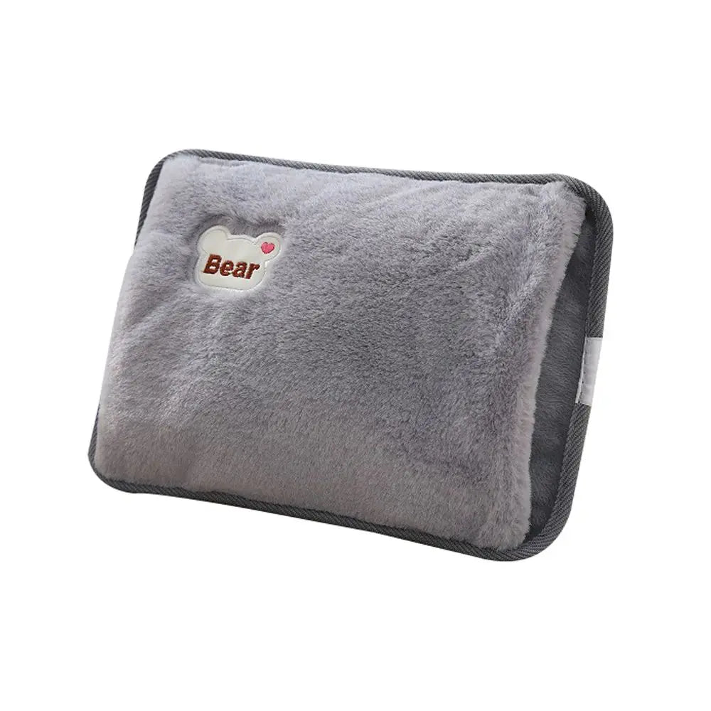 Rechargeable Electric Hot Water Bottle with Rabbit Fur Cover – Safe Reusable Hand Warmer 500W
